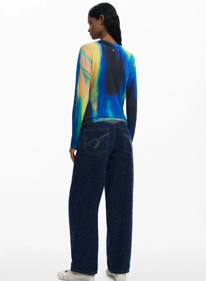 DESIGUAL Blue Fine Vertically Gradient Sweater for Women | Best Price UAE