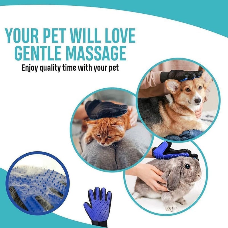 Mumoobear Most item matching trendy design Mumoo Bear Pet Grooming Glove, Blue Care processed raw material - Image 5