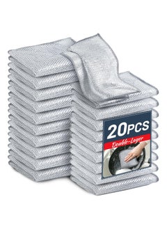 Bukela 20 Pcs Silver Wire Dishcloth - Double Layer Scratch-Free Kitchen Towels & Cleaning Cloths for Sinks, Pots, Pans (Dishwashing Rags with Mesh)  - Image 1