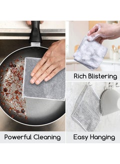 Bukela 20 Pcs Silver Wire Dishcloth - Double Layer Scratch-Free Kitchen Towels & Cleaning Cloths for Sinks, Pots, Pans (Dishwashing Rags with Mesh)  - Image 4