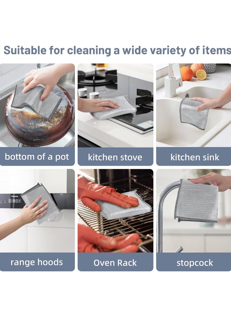 Bukela - 20 Pcs Silver Wire Dishcloth - Double Layer Scratch-Free Kitchen Towels & Cleaning Cloths for Sinks, Pots, Pans (Dishwashing Rags with Mesh) - Image 1