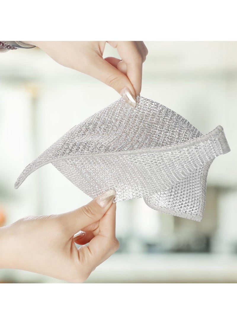 Bukela - 20 Pcs Silver Wire Dishcloth - Double Layer Scratch-Free Kitchen Towels & Cleaning Cloths for Sinks, Pots, Pans (Dishwashing Rags with Mesh) - Image 1