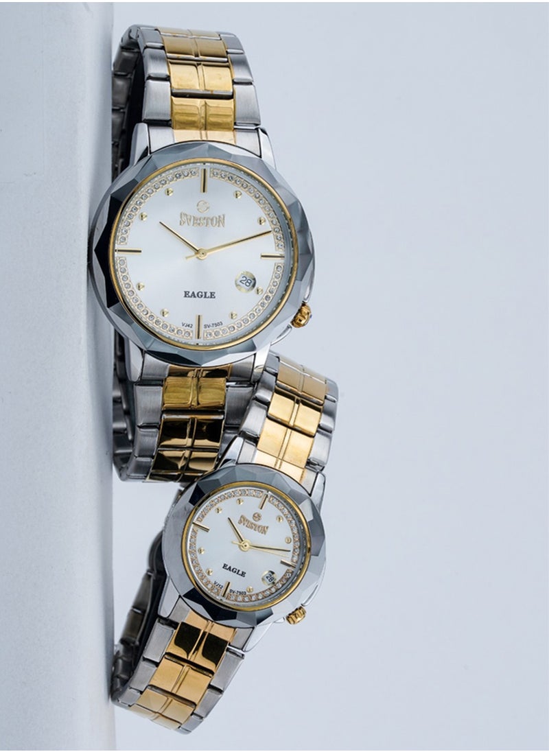 Sveston - Eagle Analog Quartz Silver & Gold Stainless Steel Couple Set Watch SV7503 - Image 1