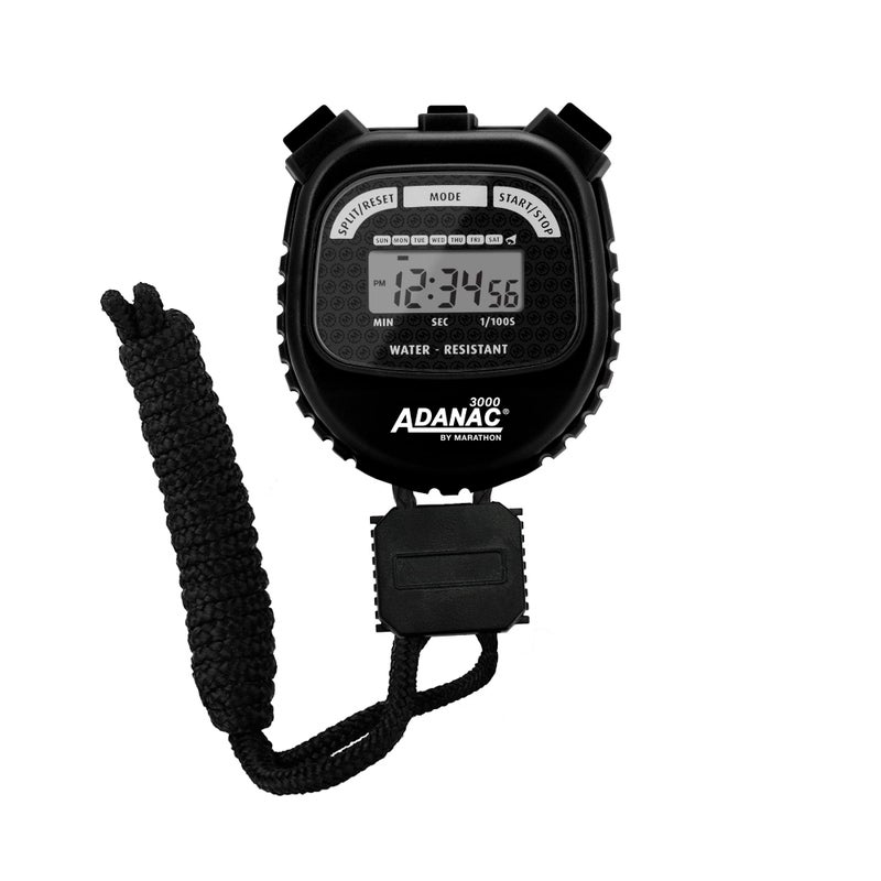 Marathon Adanac 3000 Digital Stopwatch Timer, Black - High Precision Accuracy to 1/100th Seconds - Water, Dust & Shock Resistant - 46â€ Lanyard Included - Image 1