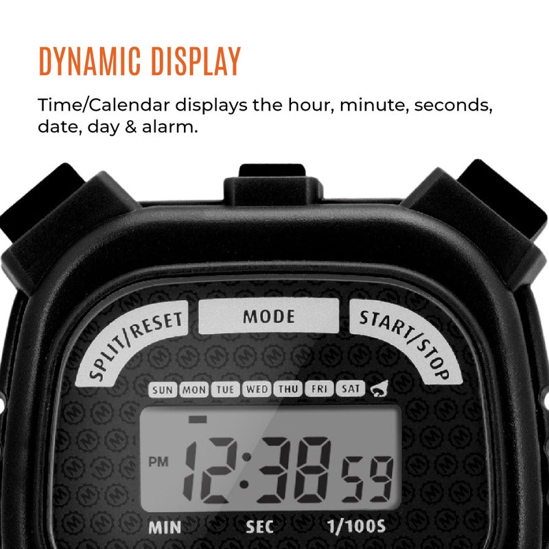 Marathon Adanac 3000 Digital Stopwatch Timer, Black - High Precision Accuracy to 1/100th Seconds - Water, Dust & Shock Resistant - 46â€ Lanyard Included - Image 4