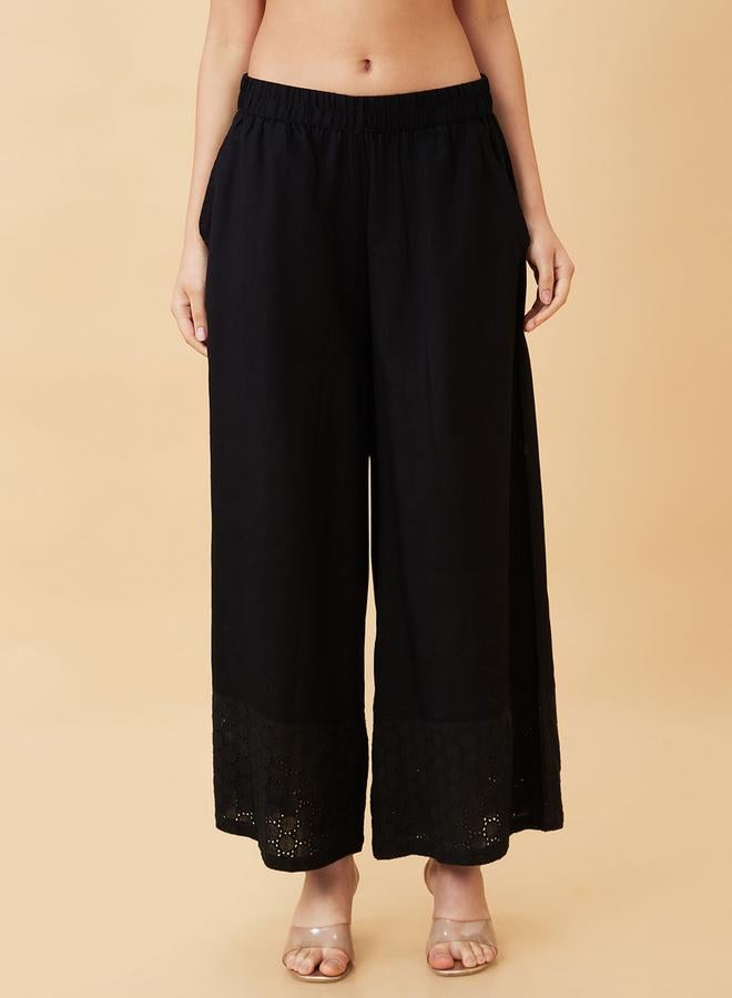 جلو باص بنطال بالازو عرقي واسع بتصميم حافة شيفلي - Image 2