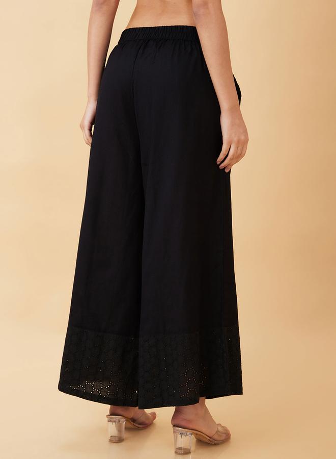 جلو باص بنطال بالازو عرقي واسع بتصميم حافة شيفلي - Image 3