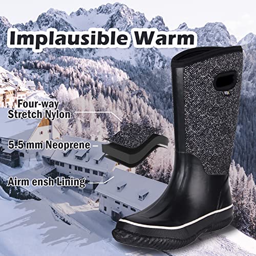WTW Mid Calf Rain Boots for Women - Waterproof Insulated Neoprene Mud Boots Outdoor Hunting Garden Boots - Image 4