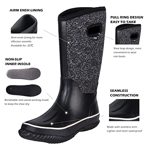 WTW Mid Calf Rain Boots for Women - Waterproof Insulated Neoprene Mud Boots Outdoor Hunting Garden Boots - Image 3
