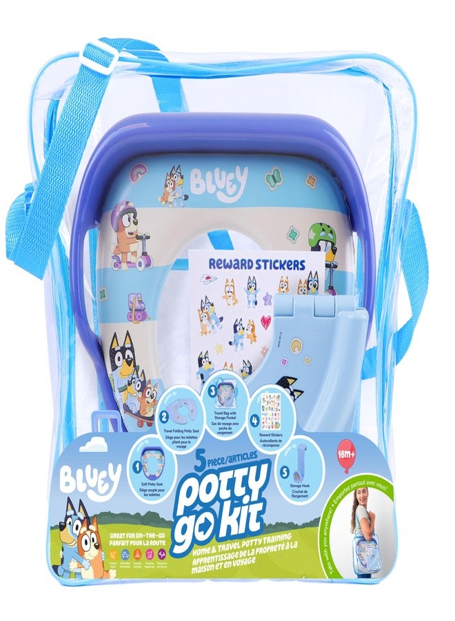ginsey Bluey 5 Piece Potty Go Kit Training System Includes Soft and Travel Potties, Stickers, Hook, and Storage Bag - Image 1