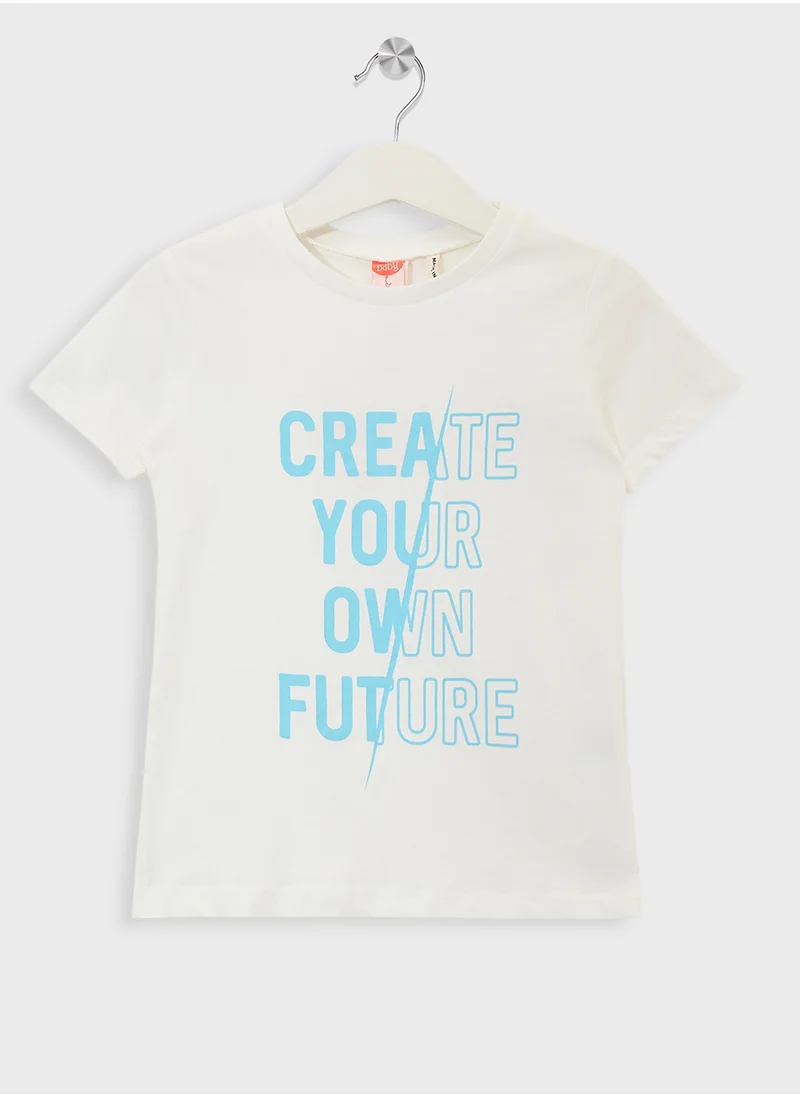 KOTON Slogan Printed Short Sleeve T-Shirt Cotton