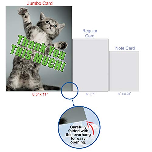 NobleWorks - Jumbo Thank You Card with Envelope (8.5 x 11 Inch), Animal Notecard, Thankful Friend - This Much Kitten J3612 - Image 4
