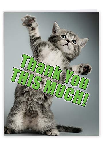 NobleWorks - Jumbo Thank You Card with Envelope (8.5 x 11 Inch), Animal Notecard, Thankful Friend - This Much Kitten J3612 - Image 1