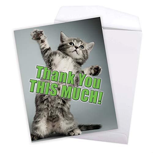 NobleWorks - Jumbo Thank You Card with Envelope (8.5 x 11 Inch), Animal Notecard, Thankful Friend - This Much Kitten J3612 - Image 5