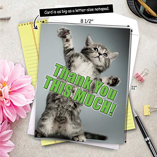 NobleWorks - Jumbo Thank You Card with Envelope (8.5 x 11 Inch), Animal Notecard, Thankful Friend - This Much Kitten J3612 - Image 3