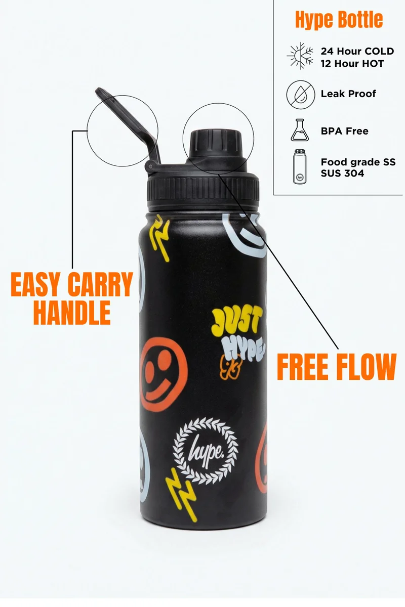 چاست هايب HYPE Water Bottle Black Smiley Icon