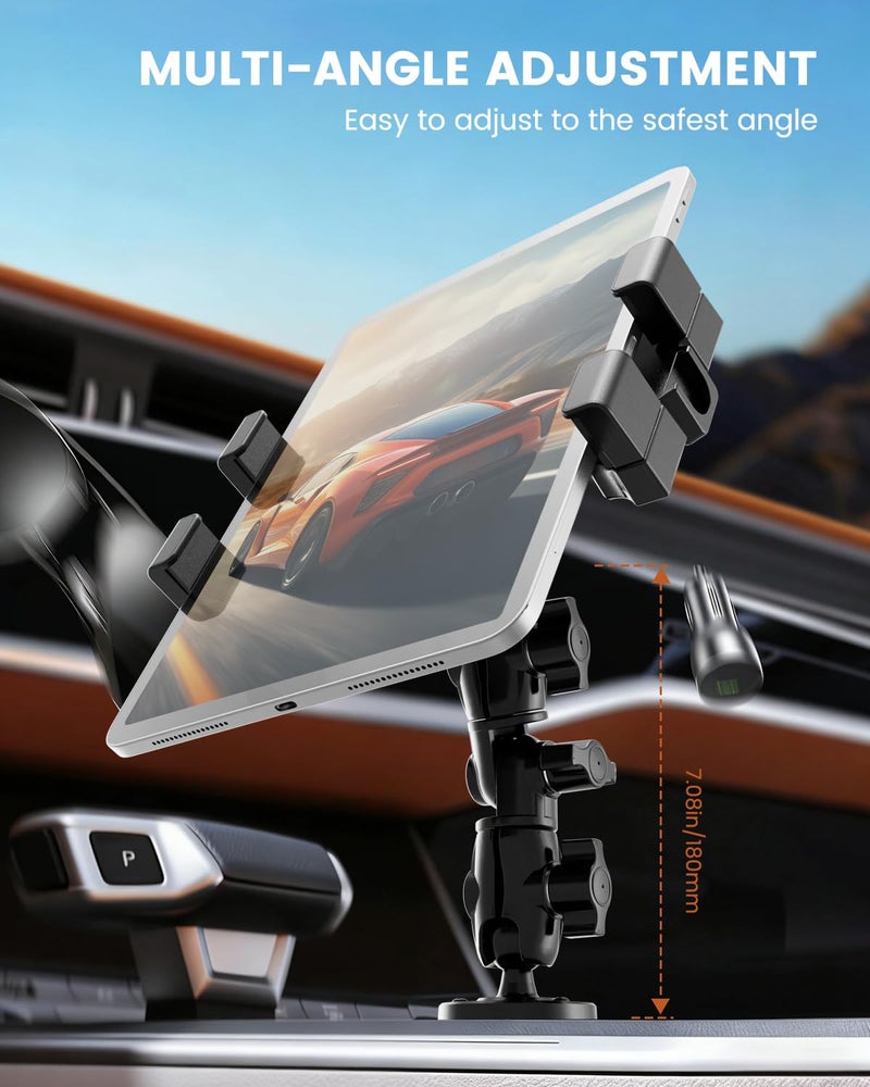 OHLPRO Heavy Duty Drill Base Tablet Mount for Truck Dashboard - Permanent Screw Down iPad Car Holder for Semi Trucks, Vans & Commercial Vehicles, Fits 5-17 Inch Devices, 360Â° Rotating Adjustable Arm - Image 5