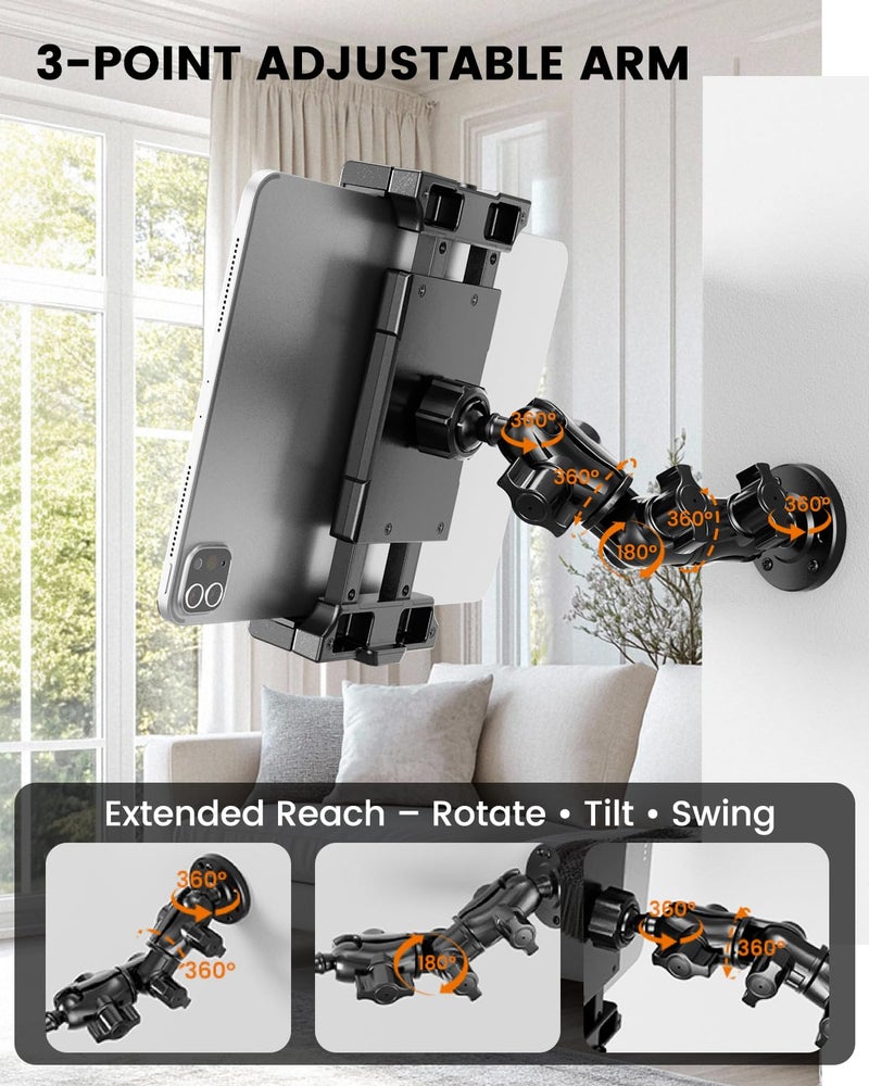 OHLPRO Heavy Duty Drill Base Tablet Mount for Truck Dashboard - Permanent Screw Down iPad Car Holder for Semi Trucks, Vans & Commercial Vehicles, Fits 5-17 Inch Devices, 360Â° Rotating Adjustable Arm - Image 4