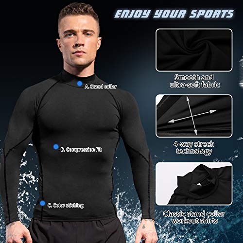 SPVISE 2 Pack Men's Compression Shirt Long Sleeve Athletic Workout T-Shirt Sports Rash Guard Gym Undershirts Lightweight - Image 2