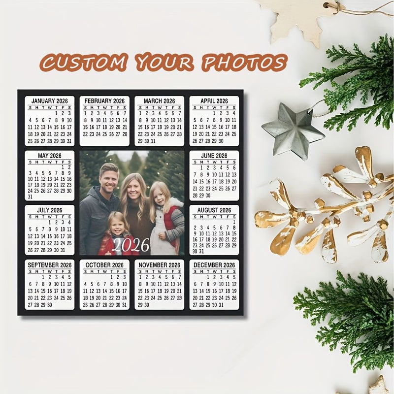 Customizable 2026 Photo Calendar Magnet Personalized Wall And Fridge Decor - Image 1