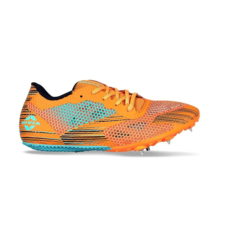 Track and Field-400 Shoes for Men - Lightweight Orange Sprinting Shoes with Spike Pins
