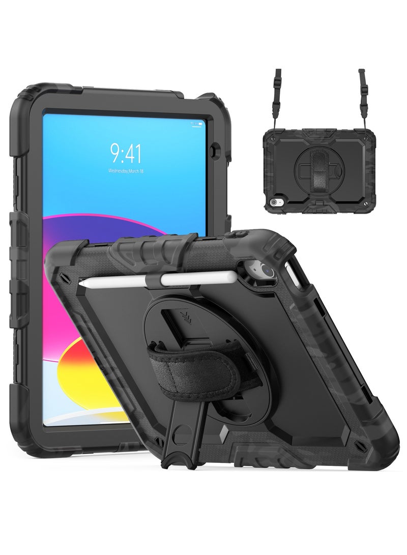 general Case for iPad (A16) 11th/10th Generation 2025/2022, with Pencil Holder,  Hand Strap, Heavy Duty Protective for iPad 10 Case/ 11-inch A2696/A2757/A3354/A3355