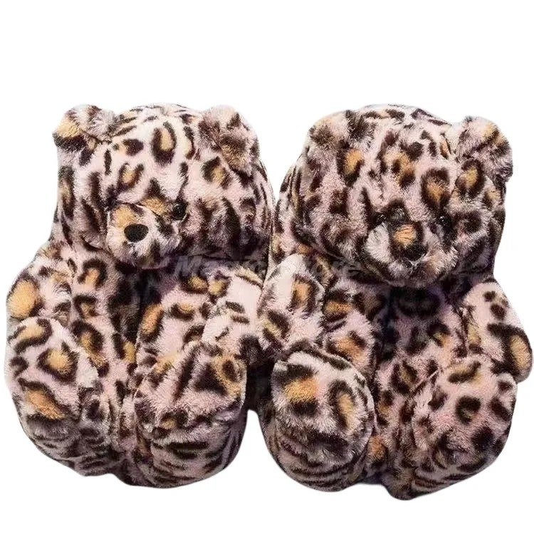 Y&D Price Fluffy Warm Kids Lady Size Teddy Bear Shape Animal Cartoon Winter Indoor Soft Slipper Shoes - Image 1