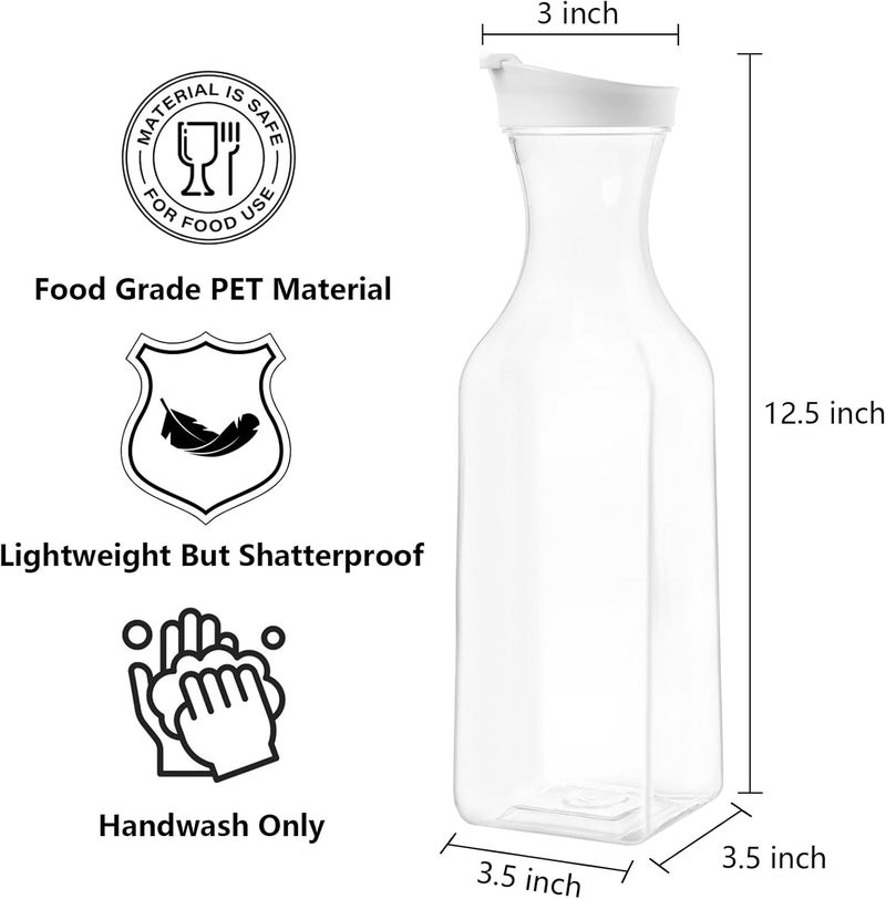 Youeon 8 Pack 50 Oz Plastic Water Carafe with Lid and Label, Clear Water Drink Containers, Juice Carafe Pitcher Bulk for Water, Juice, Iced Tea, Soda, Lemonade and Other Beverages - Image 2
