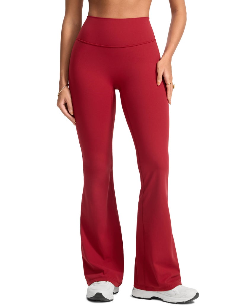 INGIA Womens High Waist No Front Seam Scrunch Butt Flare Leggings Workouts 31 Inches V-Back Bootcut Gym Yoga Pants Cerise Small - Image 1