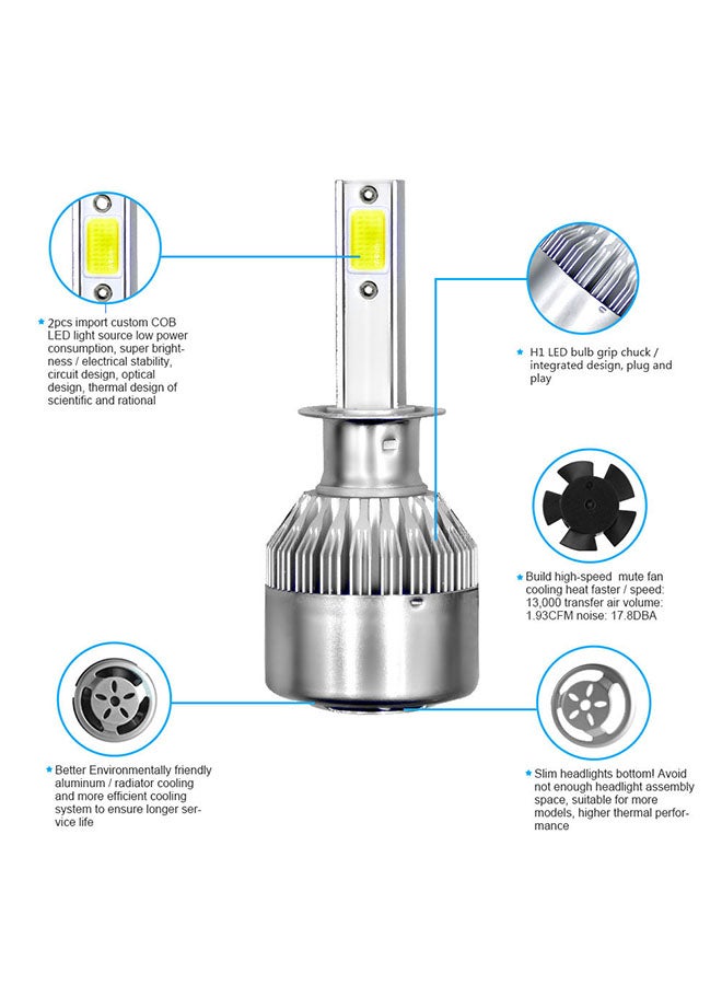 1 Piece Car Led Headlight Led Bulb All-In-One Conversion Kit H1 18W 6000K 3000Lm - Image 3