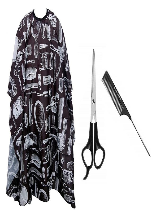 Utkarsh Combo Of Black Print Hair Cutting Sheet, 06700 Comb And Hair Cutting Scissor - Image 2