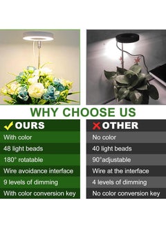 RATSAW Grow Lights for Indoor Plants Full Spectrum LED Plant Lights for Indoor Grwoing Height Adjustable Grow Light with Auto On/Off Timer 3/9/12H, 10 Dimmable Brightness Black  - Image 2