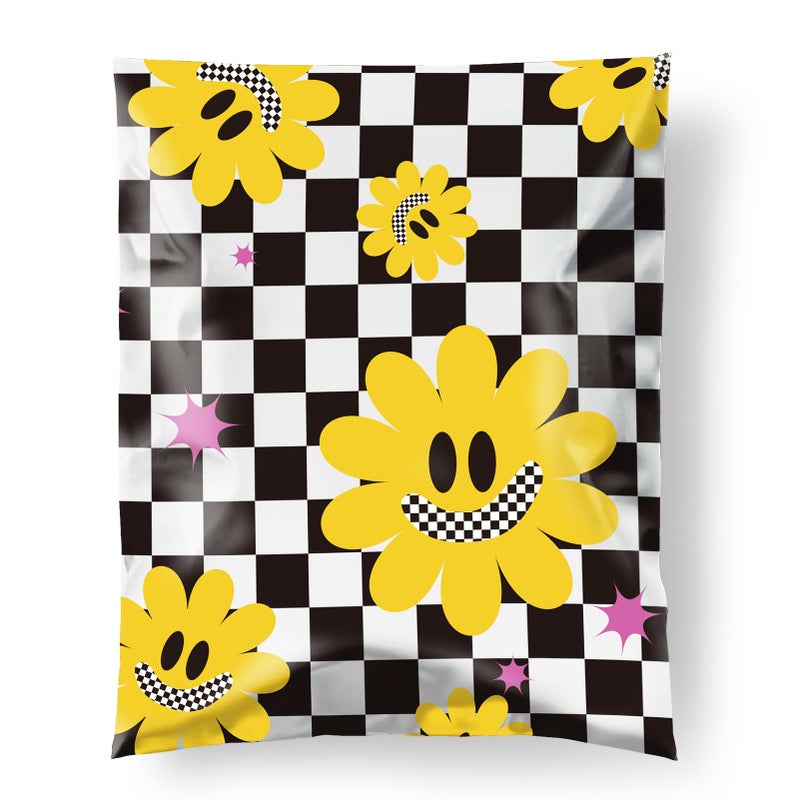 Fuxury Poly Mailers 14.5X19 Inch 50Pcs Retro Shipping Bags For Clothes Strong Adhesive Shipping Envelopes For Small Business Self Seal Poly Bag Mailing Envelopes Groovy Flower - Image 1