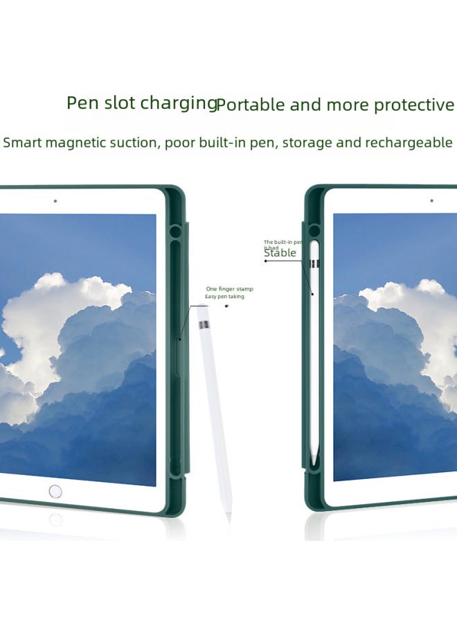 Suitable For Ipadpro Protective Case 10.5 With Pen Slot 2020 Flat 10.2 Inch Protective Case Transparent All-inclusive-Color:Matcha Green-Applicable Model:iPad 8(2019/2020 10.2 Inches) - Image 3