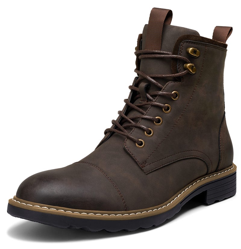 Vostey Mens Boots Motorcycle Casual Boots for Men Zipper Fashion Chukka Boots Mens(BMY8033A Darkbrown 09) - Image 1
