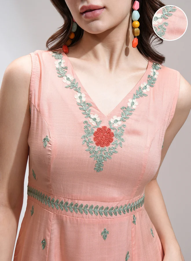 Vishudh Embroidered A-Line Dress