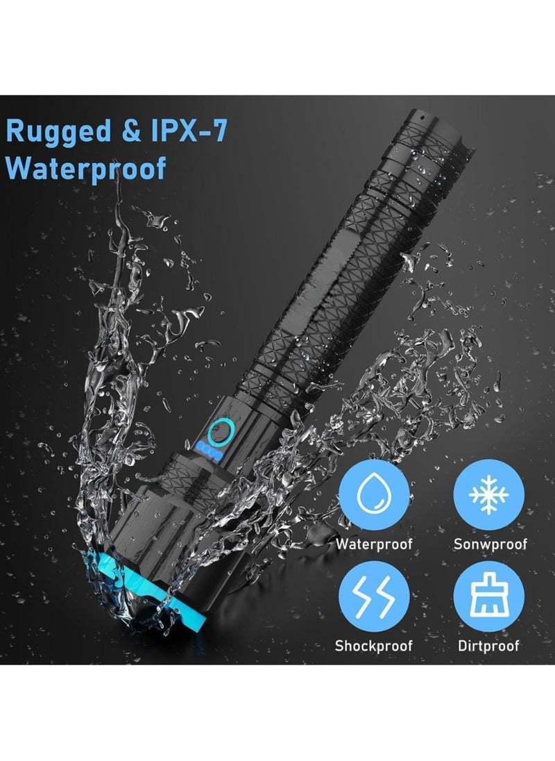Generic High Lumens Rechargeable LED Flashlight, Powerful 900000 Lumens Super Bright Torches, Zoomable Long Handheld Tactical Light for Camping Hiking Emergency Power Bank  - Image 2