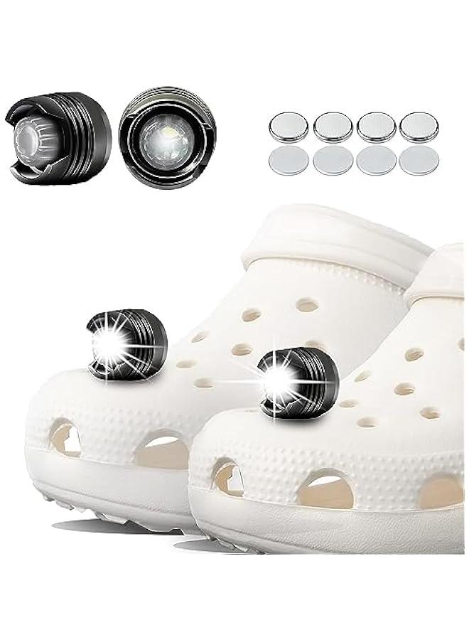 بي دبليو اس جاي مصايح كروك للأحذية، حليات تزيي حذاء دي دي إم إي مشك على حذاء كلوج، ة مضيئة للأولاد والات والكار، حلية مضيئة لأحذية الكلا والمشي الليلي والتخييم، قطعتا - Image 1