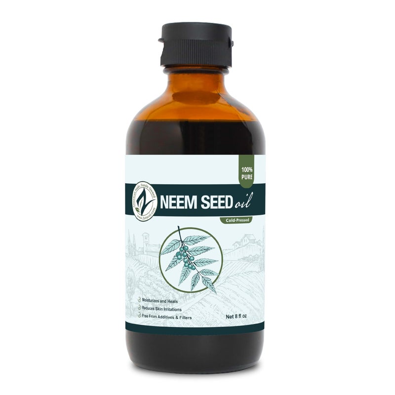 Zatural 100 Pure Neem Seed Oil GLASS Bottle Cold Pressed Undiluted Natural Oil for Skin Conditioning Hair Moisture Botanical Blending 8 Fl Oz Glass Bottle - Image 3