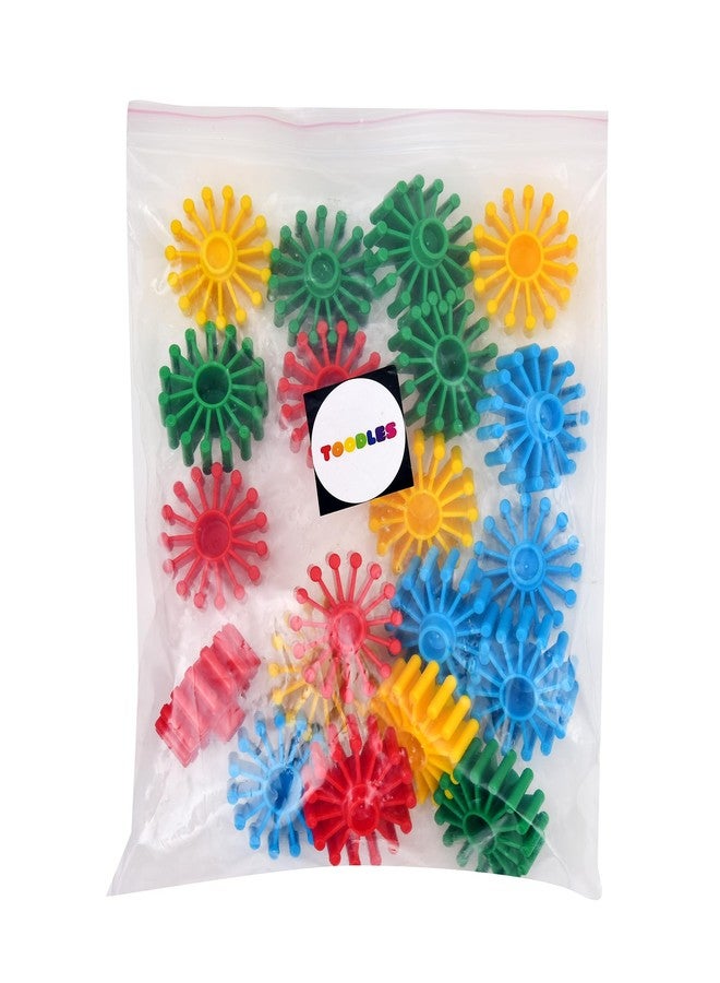 TOODLES Colourful Plastic Circle-Shaped Star Links - Colors for Creative Play and Crafting Pack of 20 - Image 1