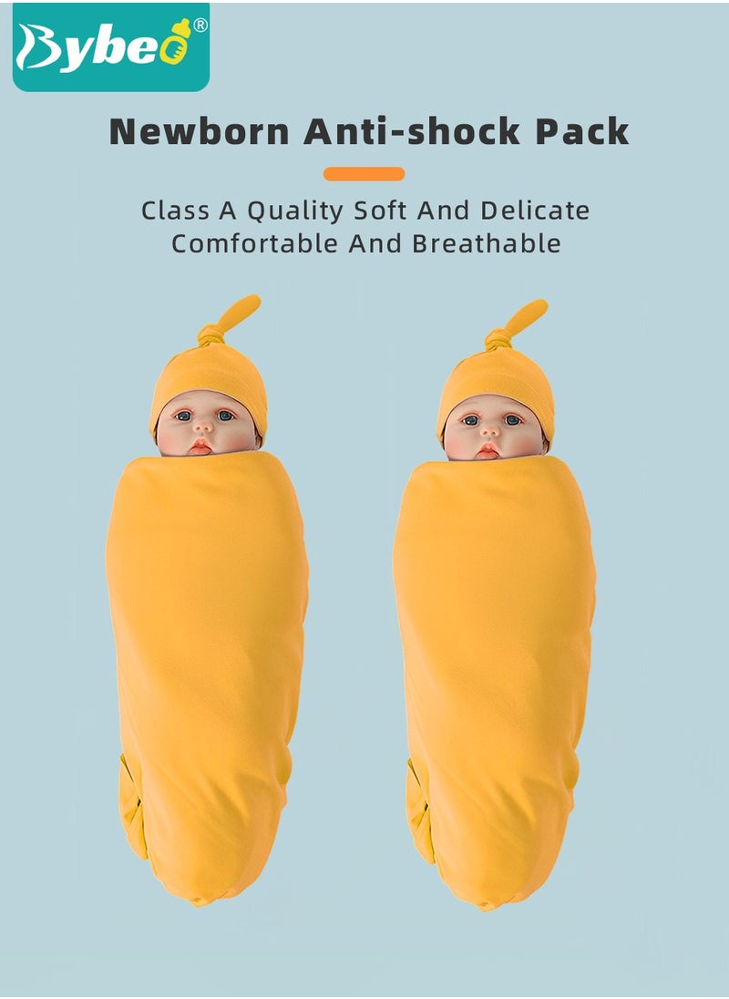 Bybeo 3 PCS Baby Swaddle Blanket, Newborn Swaddling Wrap + Headband + Hat Set Infant Receiving Blankets Sleepsack for Boys and Girls 100% Breathable Cotton  - Image 2