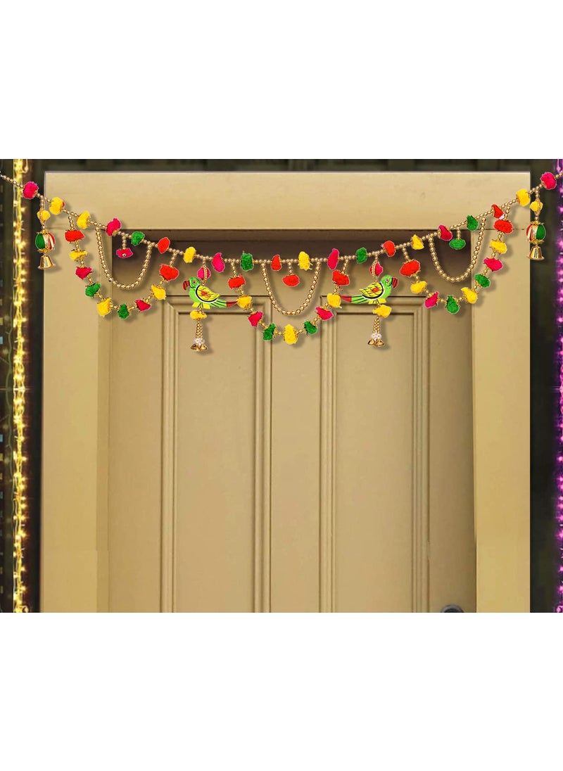 Parag Rakhi Parag Rakhi Bandarwal Toran for Entrance Door Main Door Shubh Labh Fancy Peacock Design Traditional Toran Diwali Puja Mandir Decoration Vintage Velvet Vandanwar  - Image 1