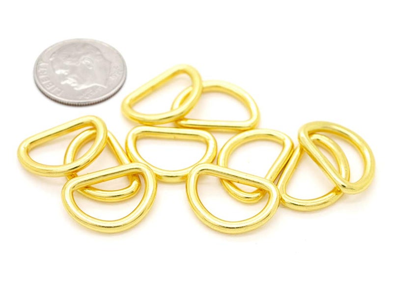CRAFTMEmore Loops Sliders CRAFTMEmore 38 or 12 Inch Tiny DRing Findings Metal Welded D Rings for Zip Connector Puller Landyard Purse Making Pack of 50 Gold 12 Inch - Image 2