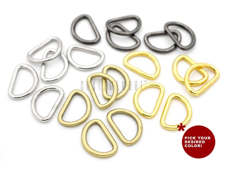 CRAFTMEmore Loops Sliders CRAFTMEmore 38 or 12 Inch Tiny DRing Findings Metal Welded D Rings for Zip Connector Puller Landyard Purse Making Pack of 50 Gold 12 Inch - Image 4