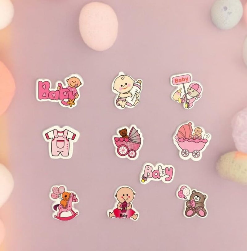 Chocozone Baby Girl Decorations for 1st Birthday Decorations for Baby Basket Hampers Baby Shower Decorations Basket 3D Motives for Gift Wrapping Baby Announcement Signs (Pack of 50) - Image 2