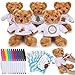 Blueweenly 20 Pcs Make Your Own Stuffed Bear Kit Including 984 Inches 5 Velvet Animal 5 White T Shirt 5 12 Colors Pens and 5 Card DIY Stuffed Plush Gift for CraftsBrownBear - Image 2