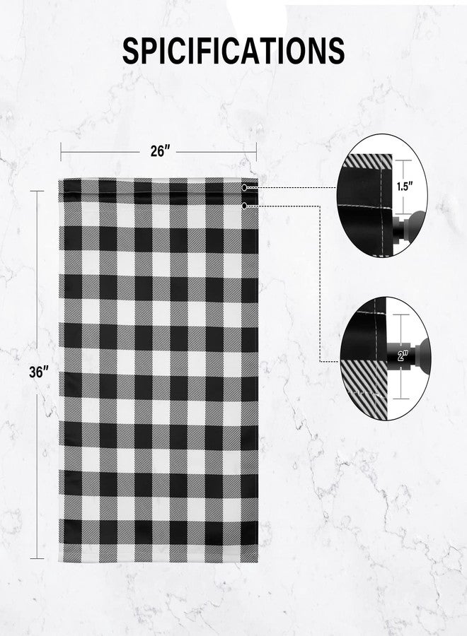 Simple Deluxe Buffalo Plaid Check Kitchen Tier Curtains, Short Small Window Gingham Curtain for Cafe, Bathroom, Kitchen Rod Pocket Curtains, 26'' W x 36'' L, Black and White - Image 2