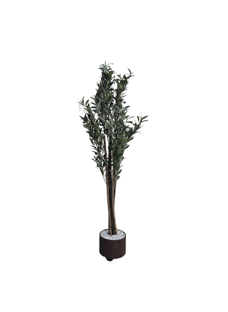 AL KHALDIYA Olive tree with a brown wooden pot in an attractive design, make your home more elegant, 145 cm  - Image 2