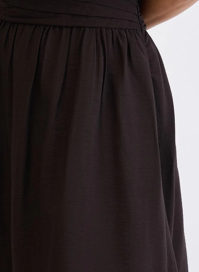 Femmella  Black Pleated Waistband Midi Skirt for Women | Best Price UAE