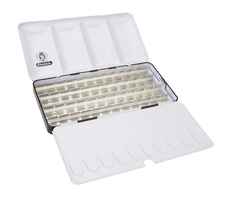 Schmincke - HORADAM AQUARELL Empty Box, 74 948 097, Black Metal Box, with Mixing Palette for Individual Filling with 48 x 1/2 or 24 x 1/1 Cells HORADAM AQUARELL - Image 2